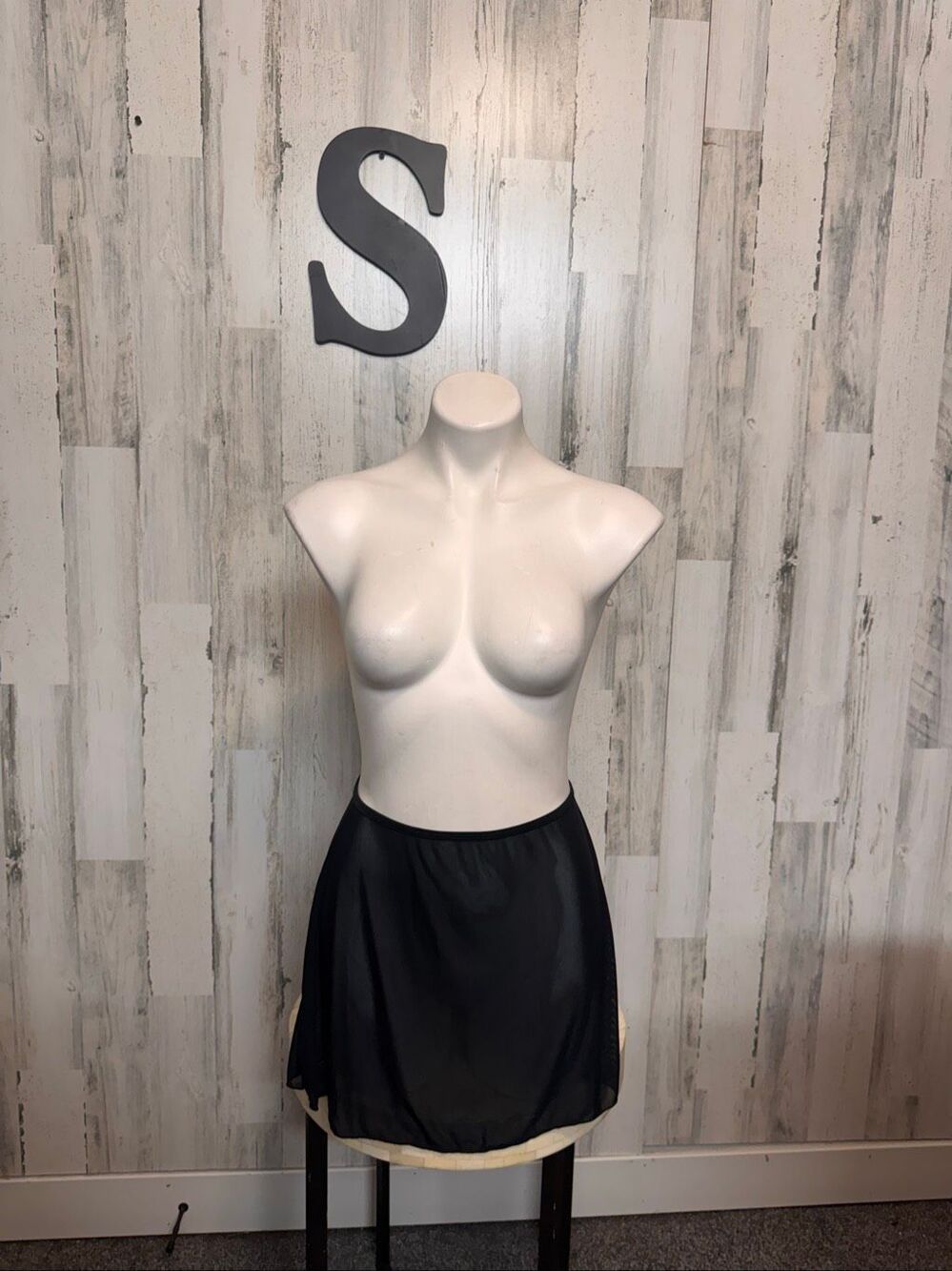 Sheer Mesh High Rise Mini Swim Skirt Cover Up Womens Small Solid Black